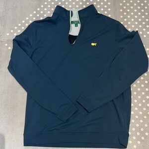 Peter Millar Green and Gray Quarter-Zip - MASTERS